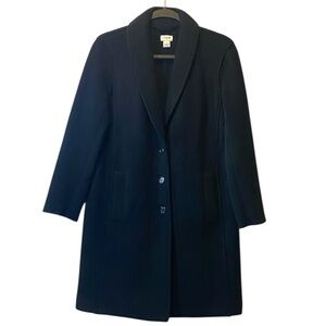 J Crew Factory Boiled Wool Topcoat Women’s 2 Black Collared Long Sleeve Longline